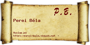 Perei Béla névjegykártya